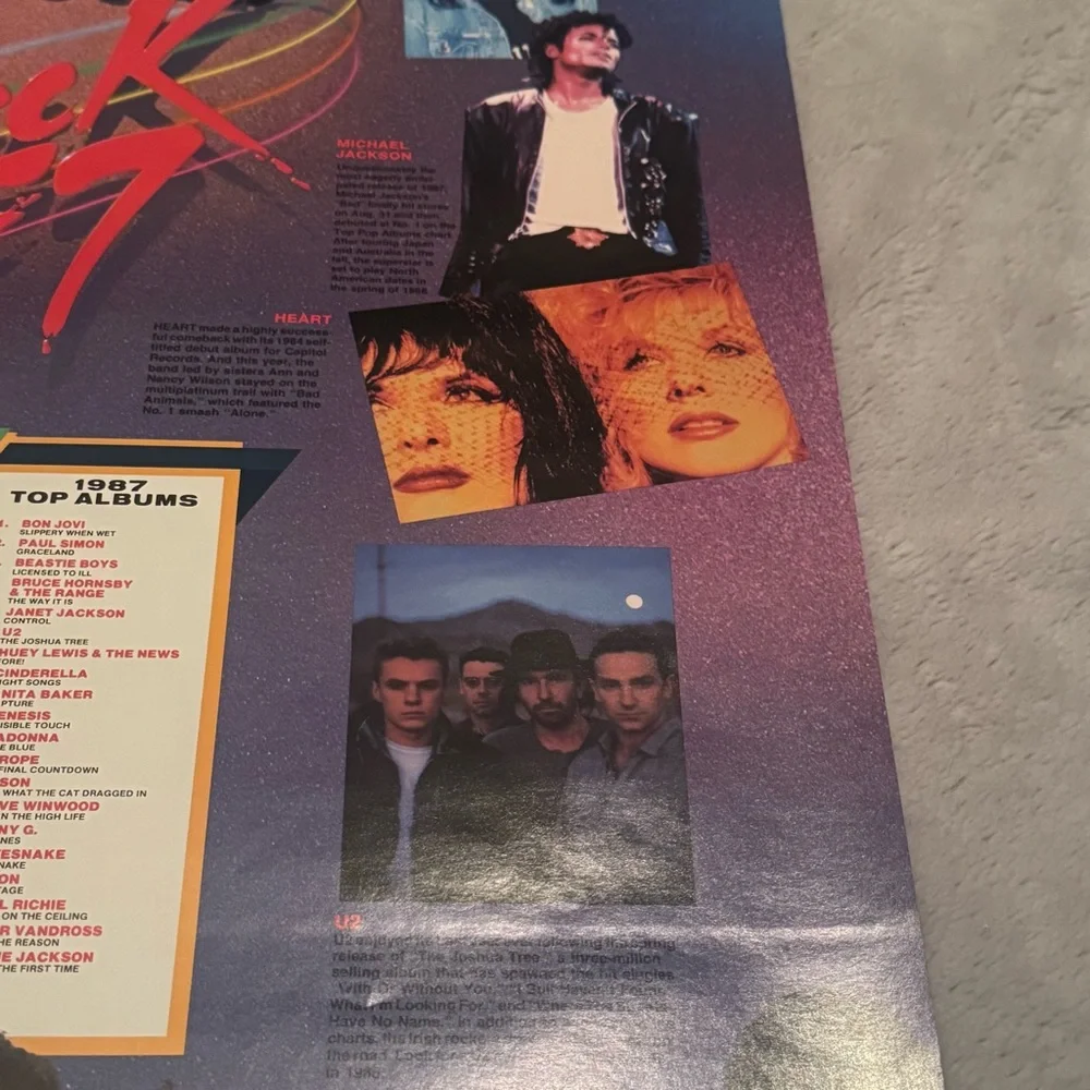 Pringles Billboard Rock ’87‎ 1987 Promo Poster Madonna Bon Jovi U2 Whitney
